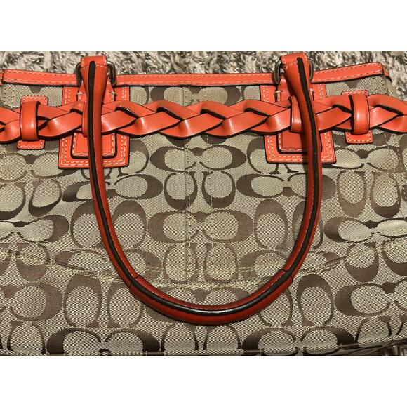 Authentic Y2K Coach Hampton Signature Orange Braided Handbag Satchel Purse - Picture 7 of 16